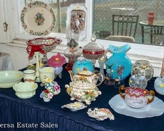 Tables of Vintage Ceramics and Glasware