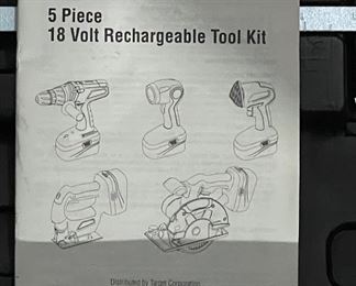 DURABUILT 5 piece 18v Tool kit (including rechargeable drill, lights, saw, etc.)