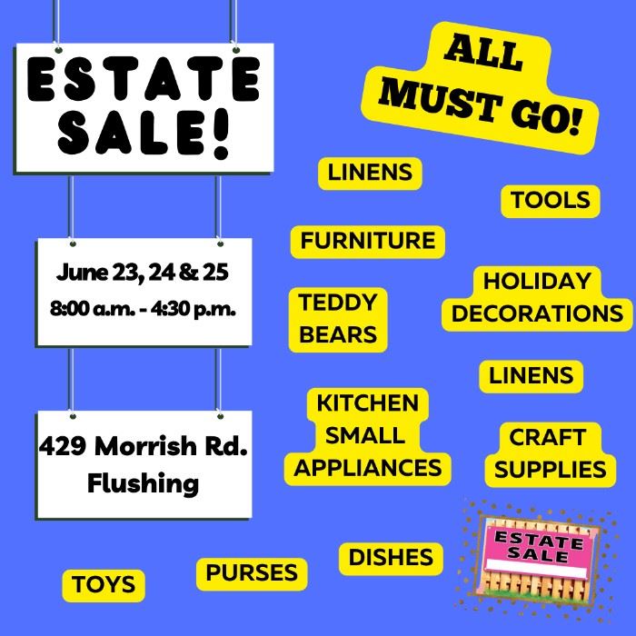 Estate Sale Moving in Flushing, MI starts on 6/24/2022