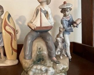 $100 ~ LLADRO RETIRED #5166 "SEA FEVER" BOY WITH SAIL BOAT AND DOG