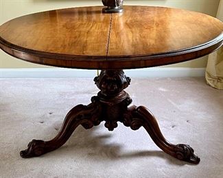 Antique Irish Pedestal Table c 1840 with Beautifully Carved Base