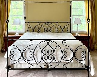 Ornate Iron King Canopy Bed