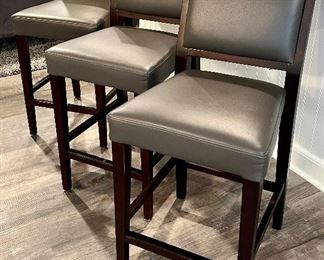 (3) Leather Bar Stools