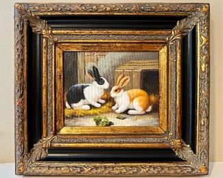 "Bunnies" Oil on Canvas Signed Peter