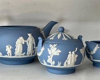 Wedgewood Teapot, Creamer & Sugar Bowl