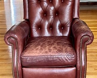 (2) Leather Recliners with Nailhead Trim