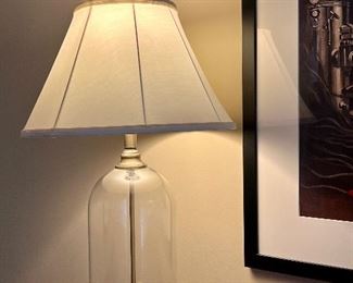 Pair of Glass & Brass Table Lamps