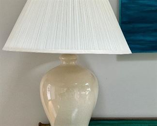 (2) Crackle Glass Lamps with Gold Base