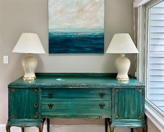 Distressed Aqua Sideboard