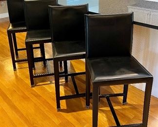 (4) Crate & Barrel Maria Yee Leather Bar Stools