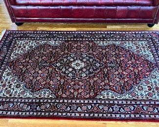 Wool Rug (maroon, navy with medallion) - 3'6" x 6'2"