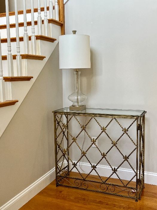 Glass & Fleur De Lis Entryway Table