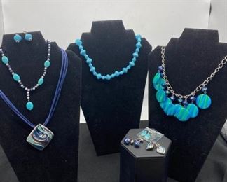 Blue Colored Necklaces and Earrings