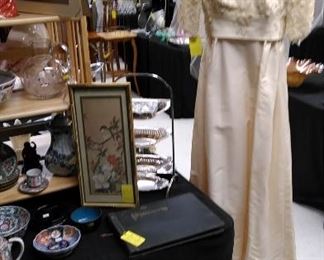 Vintage wedding gown and bridal veil 