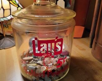 Vintage 1940's Lays 5 cent Glass Peanut Jar