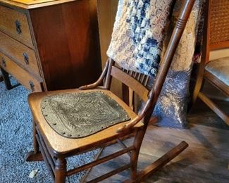Antique Rocking Chair with leather seat