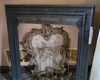 Cast Iron Small Mantle and Vintage Frame