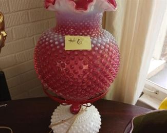 Lot #6 Cranberry Hobnail Lamp   100