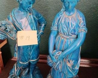 lot 19 Blue porcelain figures ca. 1900 marked   pair 80 