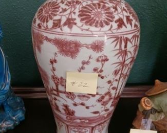 Lot 22  Brown transferware Vase Newer Decor  14"   50.00