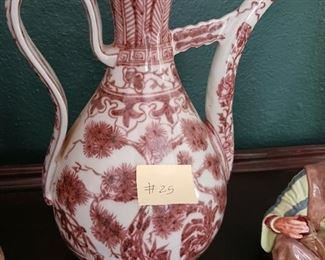 Lot 25  Brown Transferware Ewer 20" tall Newer  50.00