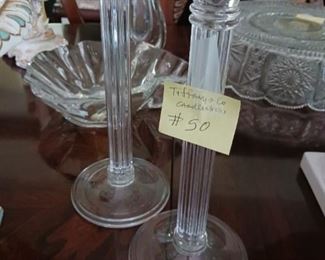 Lot 50  Pair Tiffany Candlesticks   110