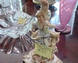 Lot 61    Dresden Candleabra Have candle ends need to be re attached. fine porcelain as is 60.00