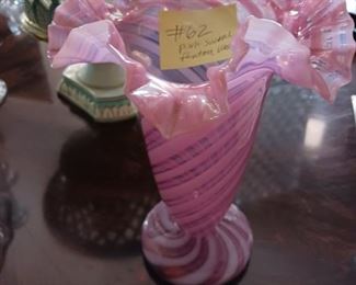 Lot 62  Pink Swirl Fenton Vase    50
