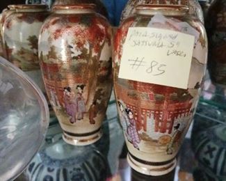 Lot 85  Pair signed satsuma porcelain Vases    80