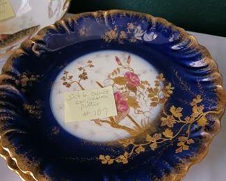 Lot 107  set French Cabinet Plates Cobalt band - 160