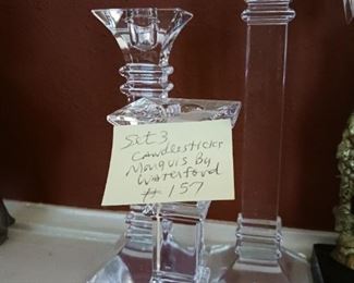 Lot 157  set 3 Waterford Marquis Candlesticks    50 set