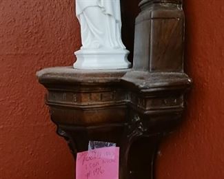 Lot 176 Mahogany Finish wall Niche with figure    100