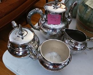 Lot 178  silverplated 4 piece tea set   60