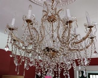 Lot 189  Large 30"X 36 in wide Crystal Chandelier  3500