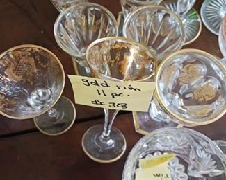 Lot 303     Gold rim stemware  11 pcs   55