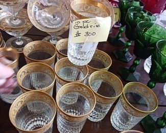 Lot 300  Gold rim Barware  10 pcs    50 all
