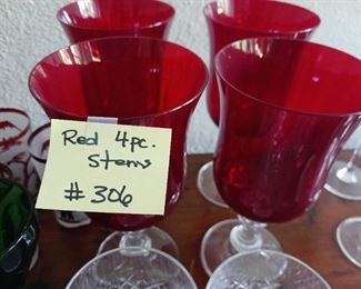Lot 306  Red Goblets  4 pc   20 all