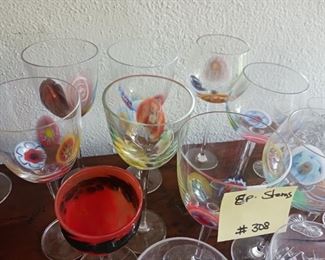 Lot 308  art Glass stemware  8 pc  40 all