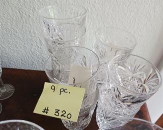 Lot 320  Barware cut glass tumblers 9 pc   45