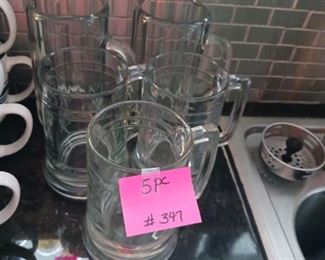 Lot 347  Glass Mugs  5 pc    12