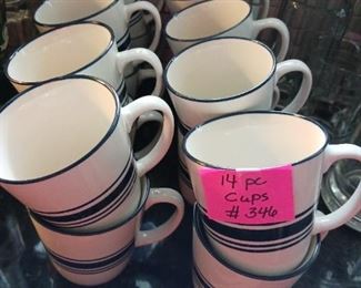 Lot 346  Coffee Mugs  14 pc   10 all