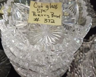 Lot 372a  5 cut glass berry bowls  30.00 set