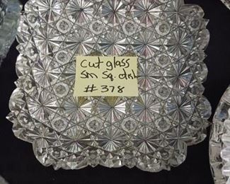 lot 378  Cut Glass Buttons/Bows square small dish 15