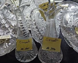 Lot 396 and 397  Cut Glass Cruets  20 (396) and 15 