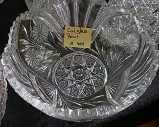 Lot 404  Cut Glass floral and Fan Bowl 7"  --- 40