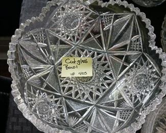 Lot 405 Cut Glass Cross Hatch Low Bowl   40