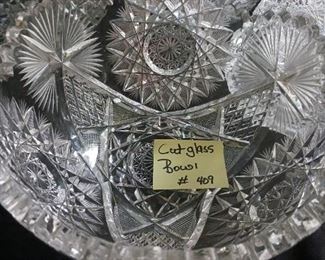 Lot 409  smaller cut Glass Fanned Bowl   45