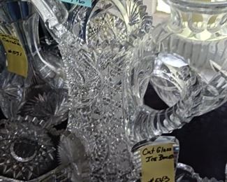 Lot 416  Ornate Cut Glass Lemonade Pitcher  80 