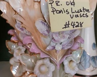 Lot 428 Pair small Old Paris Lustre Mantle Vases    60