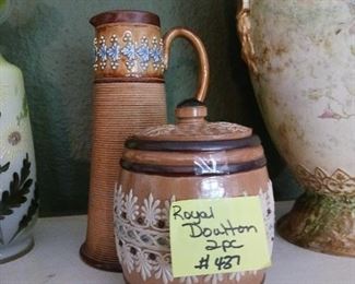 Lot 437  Group Lot 2 Pieces Royal Doulton Stoneware   100